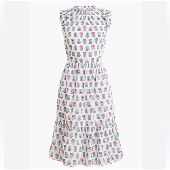 J. Crew Dresses & Skirts - NWT J.Crew Sz 6 Mini Dress Ruffle Sleeves, White Vivid Pink Floral Sundress Flaw